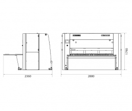 Dimensões da máquinaGuilhotina Hidráulica C2006 CNC