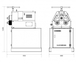 Dimensiones de la máquinaDobladora Roladora de caños y perfiles MC150B