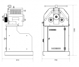 Dimensiones de la máquinaRoladora de Tubos y perfiles MC200