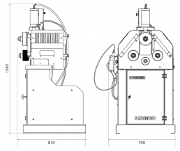 Dimensiones de la máquinaRoladora De Tubos y Perfiles MC200H