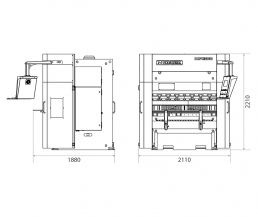 Dimensions of the machine Hydraulic press brake MP1500CNC