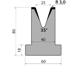 Matriz de dobra tipo Promecam T80.25.35